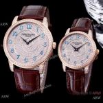 Iced Out Patek Philippe Calatrava QUARTZ Watch Replica Rose Gold